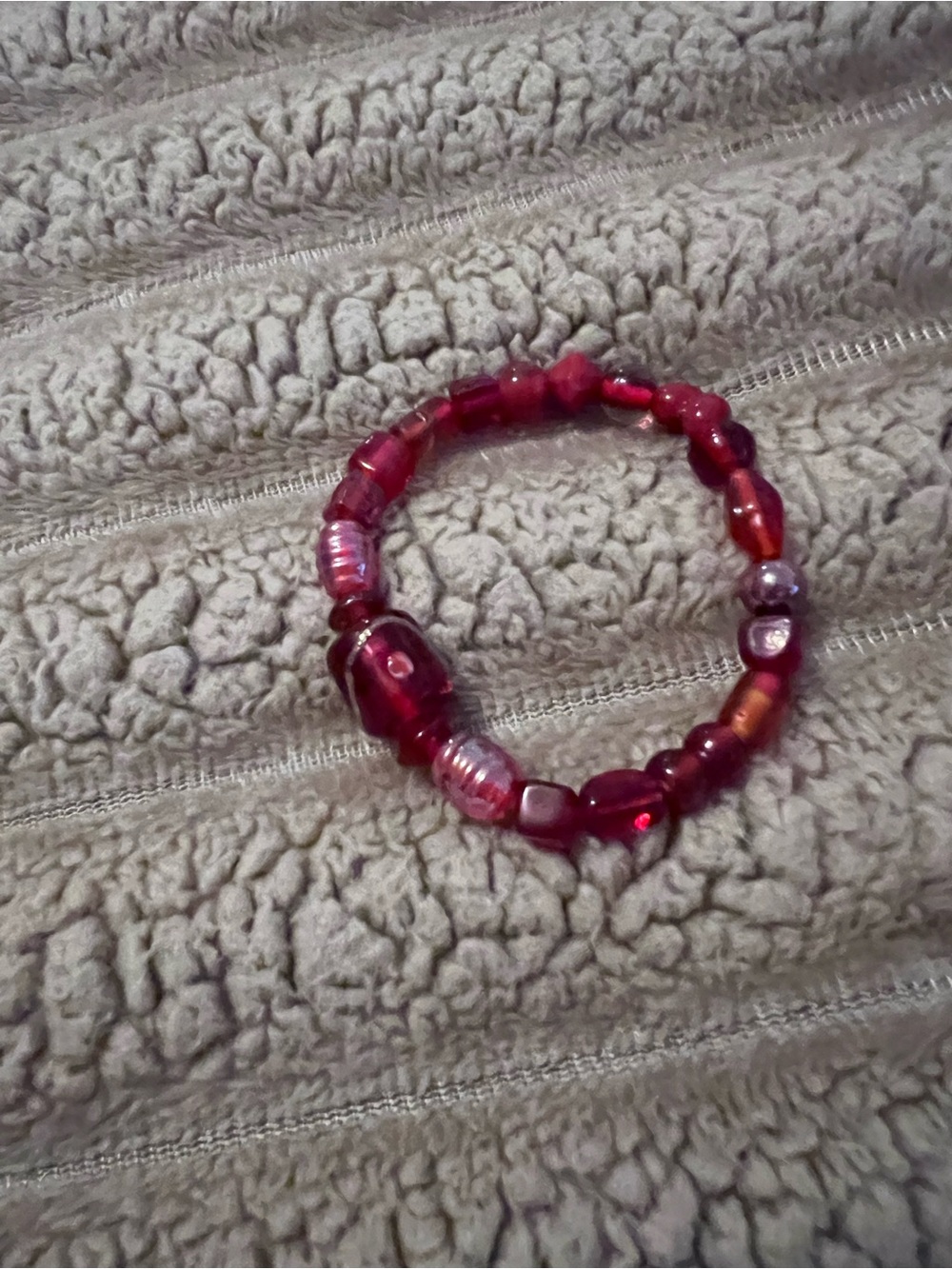 Fashion Stretch Bracelet - Red Mixed Bead Design
